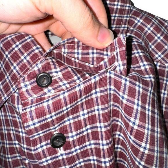 Eton Slim Fit Non-Iron Red Check BD Dress Shirt Size XL 17 - Picture 4 of 8